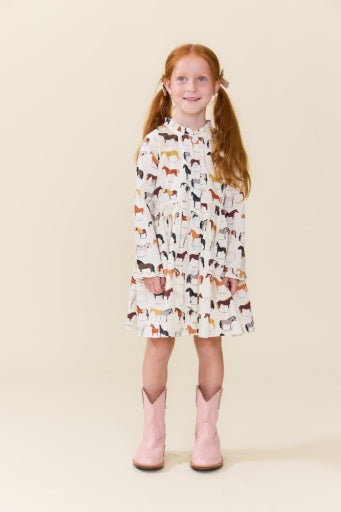 girls autumn dress - horse breeds