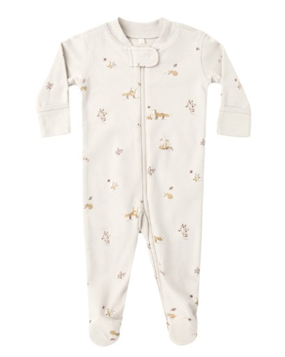 ZIP LONG SLEEVE SLEEPER FOOTIE FOX LAND