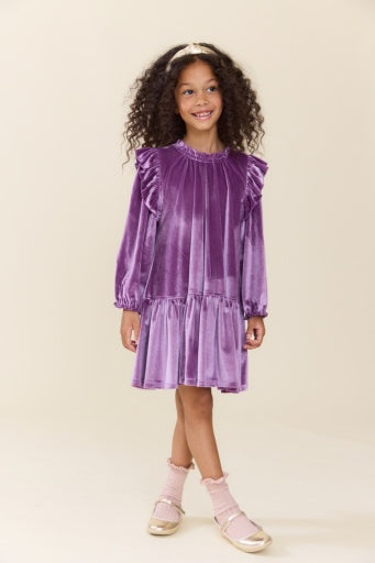girls harper dress - lavender velour